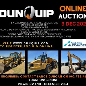 COMMERCIAL ONLINE AUCTION | DUNQUIP | 3 DEC 08:00 | www.dunquip.com Secure pre-approved bank finance, contact Lee-Anne Vermeulen +27832770178 | https://auctionfinance.co.za #AuctionFinance #ApplyNow Auth. FSP34936