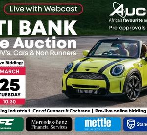 MULTI BANK VEHICLE AUCTION, LIVE WITH WEBCAST (MFC, MERCEDES BENZ, METTLE & STANDARD BANK) - EPPING | 22 - 25 MARCH 2025 | https://bit.ly/3DwgdtJ Secure Pre-Approved Bank Finance, contact Mathilda Fourie on +27823372210 | www.auctionfinance.co.za #AuctionFinance #ApplyNow Auth. FSP34936