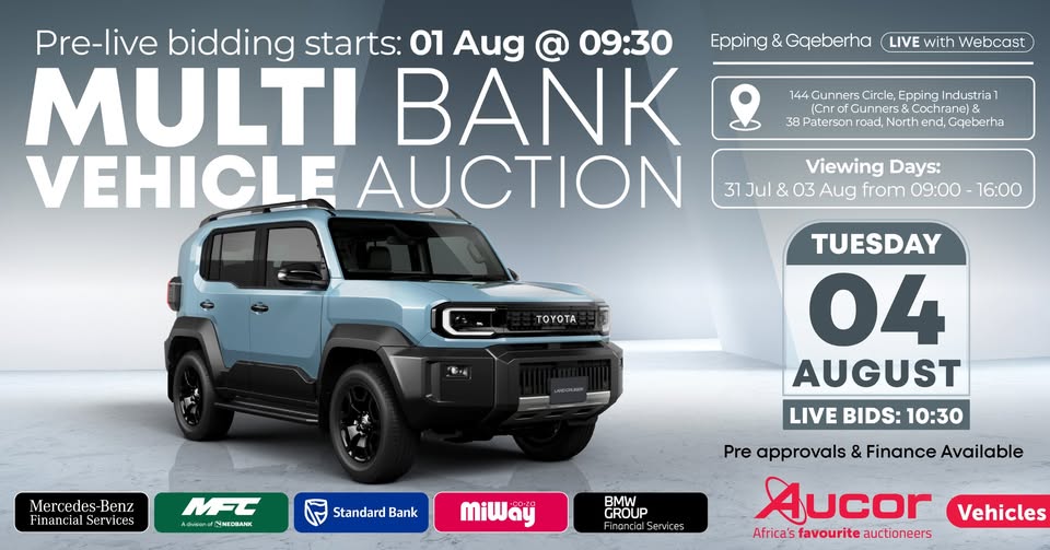 752994399_1481877190638908_6716631931155455789_n Multi Bank Vehicle Auction, Bank Finance Available, Auction Finance, Stock Finance Auction, Bank Repossessed Vehicles, Webcast Bidding Auction, Live On-Site Auction, Commercial Vehicle Auction, Vehicle Auction Finance, Auction Finance Specialists, Pre-Approval Bank Finance, Vehicle Stock Liquidation, Bank Funded Auction, Auction Bidding Event, Physical Auction, Online Bidding Auction, Finance Pre-Approval Event, Multi-Bank Stock Sale, AucorLive App Bidding, Auction Registration Event, Refundable Deposit Auction, National Vehicle Auction, Cape Town Auction, Gqeberha Auction, Vehicle Auction House, Bank Asset Disposal